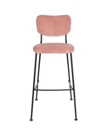 Tabouret de bar rétro en velours rose