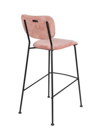 Tabouret de bar rétro en velours rose