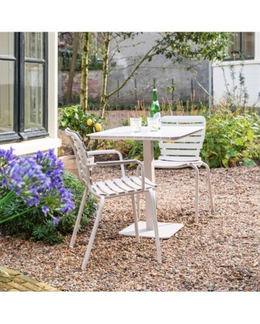 Table à manger de jardin bistrot en métal 71x71cm beige
