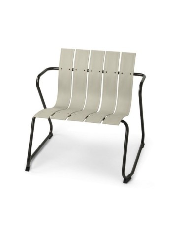 Chaise longue acier et plastique recyclé beige