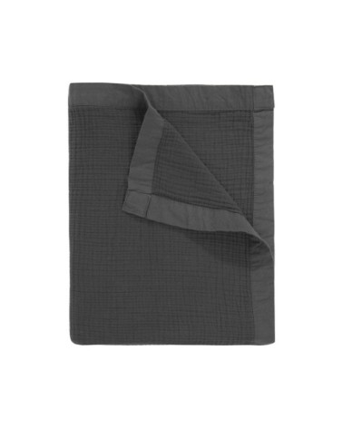 Plaid gansé en gaze de coton carbone 130x170 cm