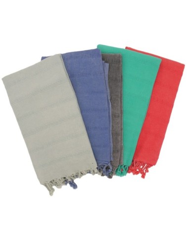 Fouta vintage 100% coton avec franges noire 95 x 170 cm