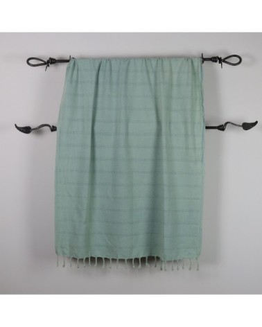 Fouta vintage 100% coton avec franges vert mer 95 x 170 cm