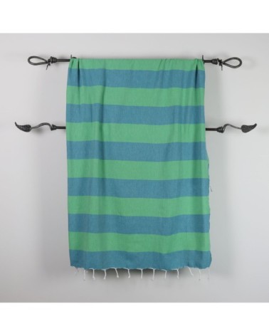 Fouta en coton avec franges émeraude et vert 100x160cm