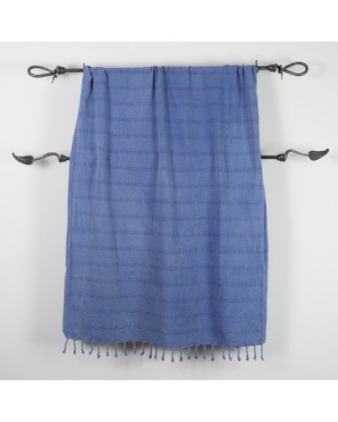 Fouta vintage 100%coton avec franges bleu vieilli 95 x 170 cm