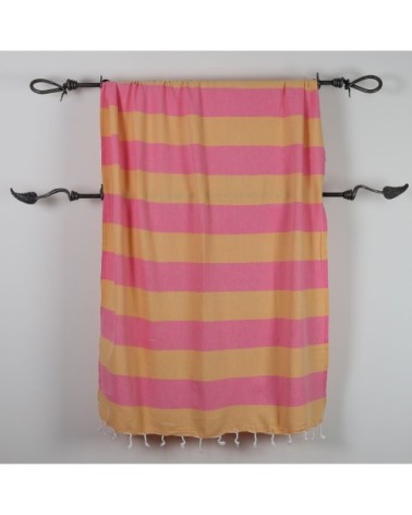 Fouta en coton avec franges rouille et orange 100x160cm