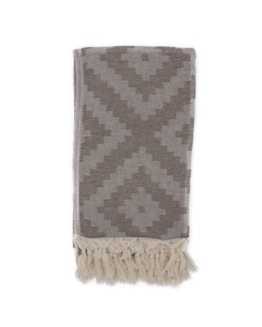 Fouta losanges 100% coton avec franges marron 100x170cm