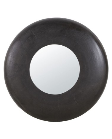 Miroir rond avec encadrement en métal noir D91