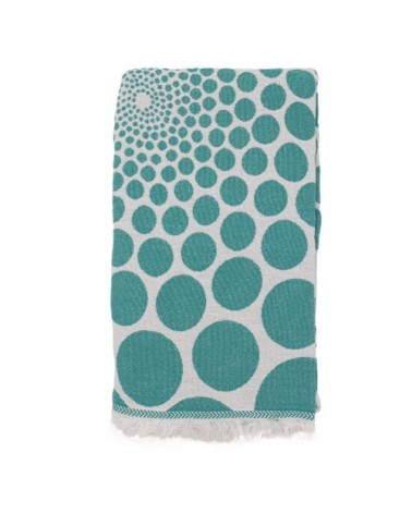 Fouta pois en coton avec franges émeraude 95x170cm