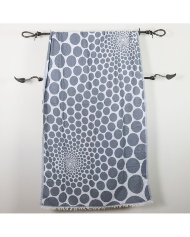 Fouta pois en coton avec franges grise 95x170cm