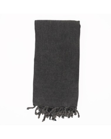 Fouta vintage 100% coton avec franges noire 95x170cm