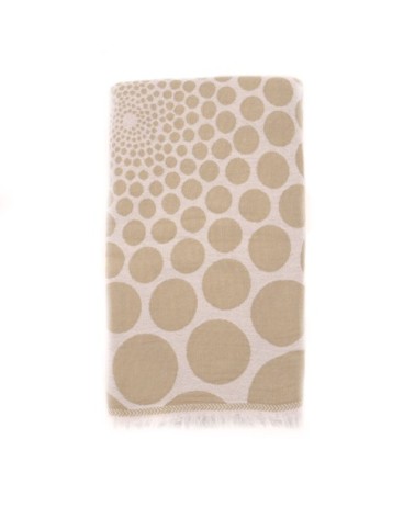 Fouta pois en coton avec franges beige 95x170cm