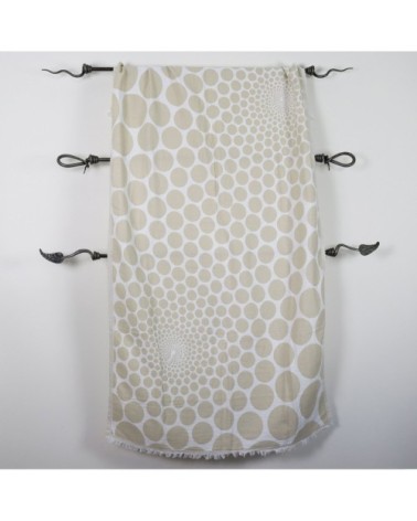 Fouta pois en coton avec franges beige 95x170cm