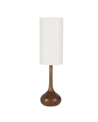 Lampe en bois de manguier et abat-jour en lin beige