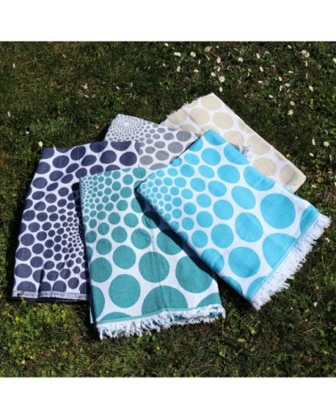 Fouta pois en coton avec franges beige 95x170cm