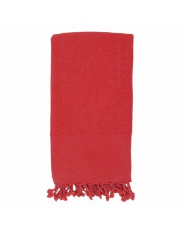 Fouta vintage 100% coton avec franges corail 95x170cm