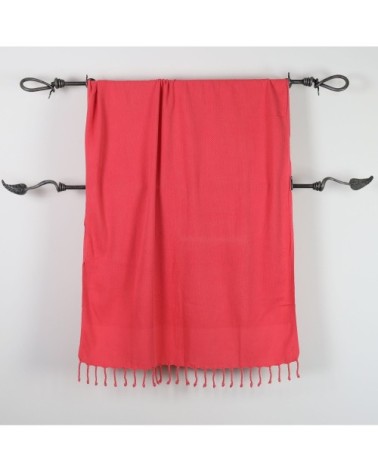 Fouta vintage 100% coton avec franges corail 95x170cm
