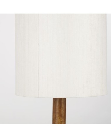 Lampe en bois de manguier et abat-jour en lin beige