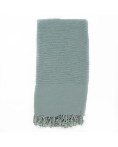 Fouta vintage 100% coton avec franges vert mer 95x170cm