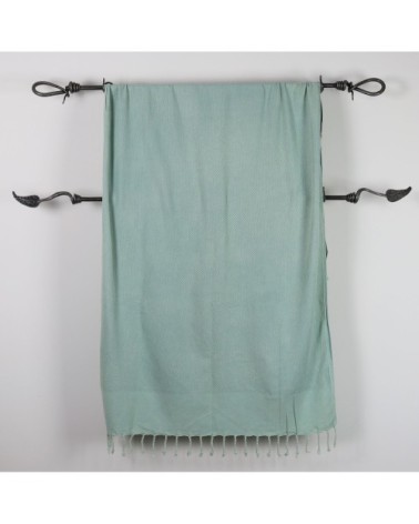 Fouta vintage 100% coton avec franges vert mer 95x170cm