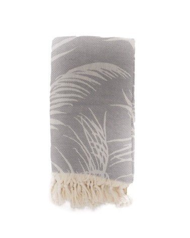 Fouta palmiers 100% coton avec franges grise 100x180cm