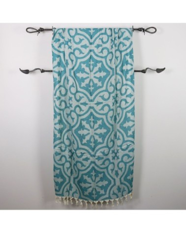 Fouta baroque 100% coton avec franges émeraude 100x170cm