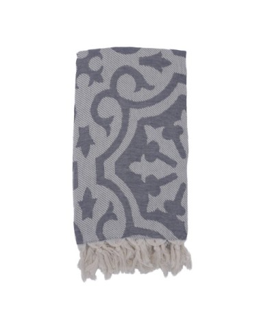 Fouta baroque 100% coton avec franges grise 100x170cm