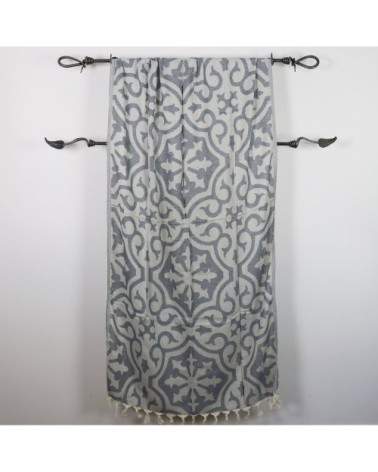 Fouta baroque 100% coton avec franges grise 100x170cm