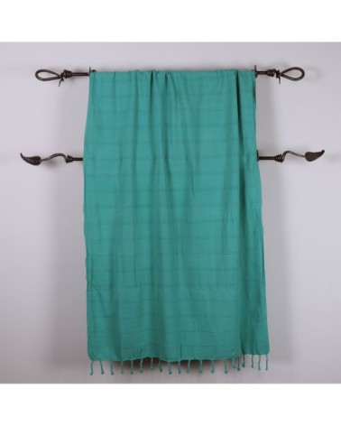 Fouta vintage 100% coton avec franges menthe 95 x 170 cm