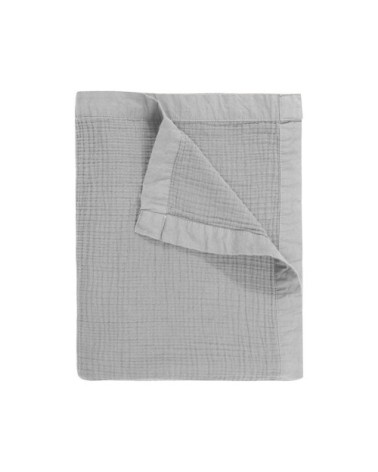 Plaid gansé en gaze de coton gris perle 130x170 cm