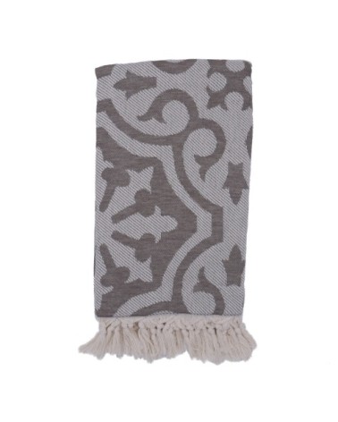 Fouta baroque 100% coton avec franges marron 100x170cm