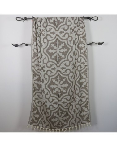 Fouta baroque 100% coton avec franges marron 100x170cm