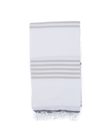 Fouta 100% coton avec franges taupe et beige 100x170cm