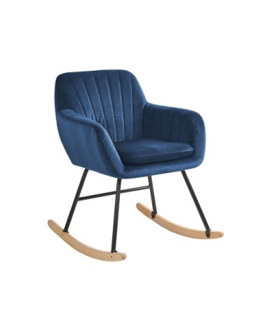 Chaise à bascule en velours bleu cobalt