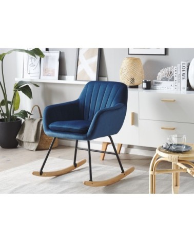 Chaise à bascule en velours bleu cobalt