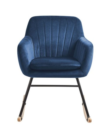 Chaise à bascule en velours bleu cobalt