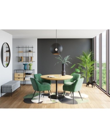 Console en acier, hévéa massif et verre teint