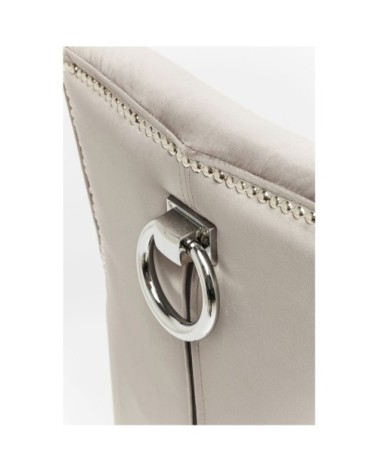 Chaise avec accoudoirs en velours gris et hêtre