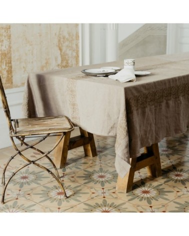 Nappe brodée lin pur lavé sophia 170x250 cm