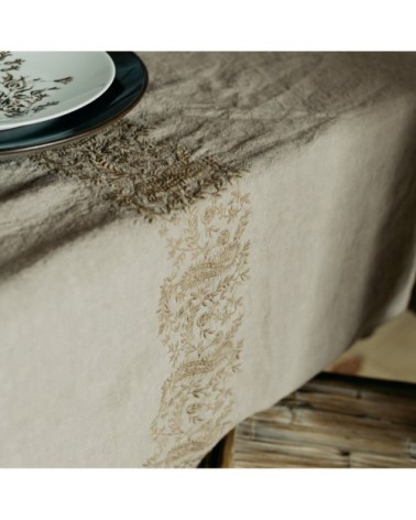 Nappe brodée lin pur lavé sophia 170x250 cm