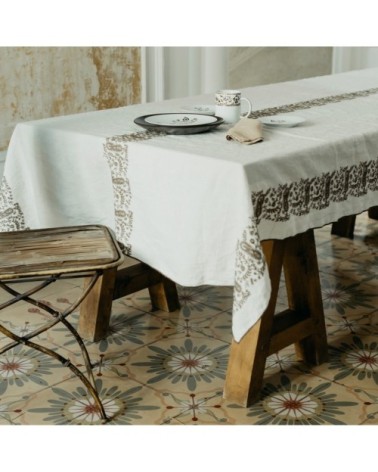 Nappe brodée lin pur lavé sirkeci 170x300 cm
