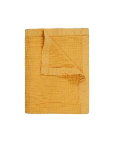 Plaid gansé en gaze de coton miel 130x170 cm