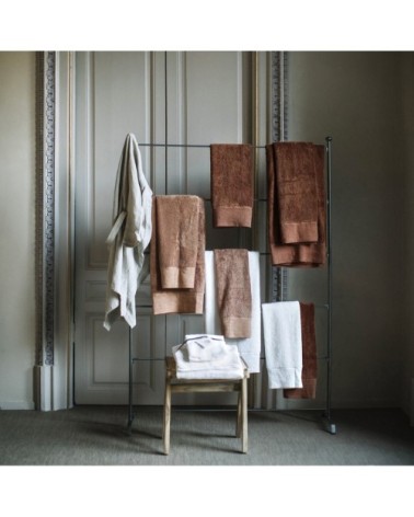 Serviette de toilette finition lin lavé terre cuite 70x140