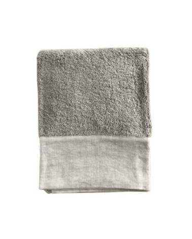 Serviette de toilette finition du lin lavé beige 100x150