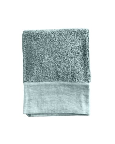 Serviette de toilette finition lin lavé vert d'eau 100x150