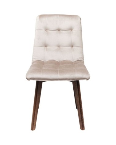 Chaise en velours gris argenté et chêne