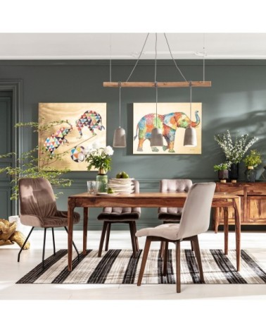 Chaise en velours gris argenté et chêne