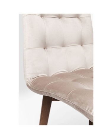 Chaise en velours gris argenté et chêne
