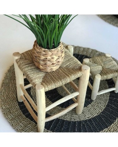 Tabouret marocain en corde et bois
