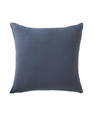 Taie d'oreiller lin lavé bleu nuit 65X65 CM